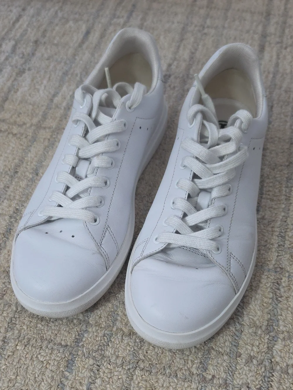 Tory Burch White Leather Lace-Up Sneakers with Gold Logo
